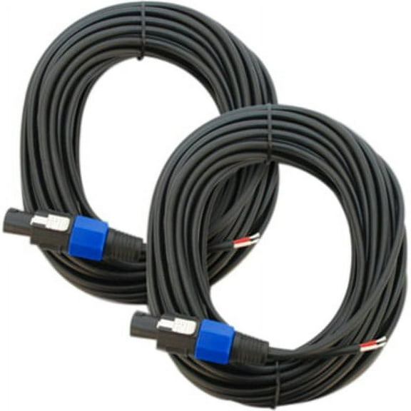 Seismic Audio 2 50' PA/DJ Raw Speaker Cable to Speakon Black - SPRW50Pair