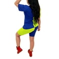 thumbnail image 2 of Qiylii Women 2Pcs Outfit Set Short Sleeve Color Block Top and Shorts Set Sports Suit, 2 of 3