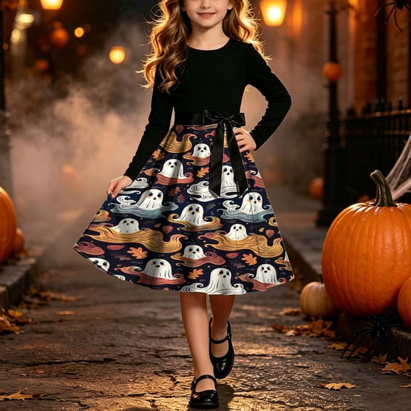 Piuwrlz Girls Halloween Party Dresses Kids Girl Cos Perform Dress Multicolor Size 9 Years