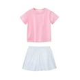 thumbnail image 2 of Cethrio Kids Girls Cotton Outfit Sets, Short Sleeve 2 Piece Summer T-shirts with Skirts Pink Size 3T, 2 of 4