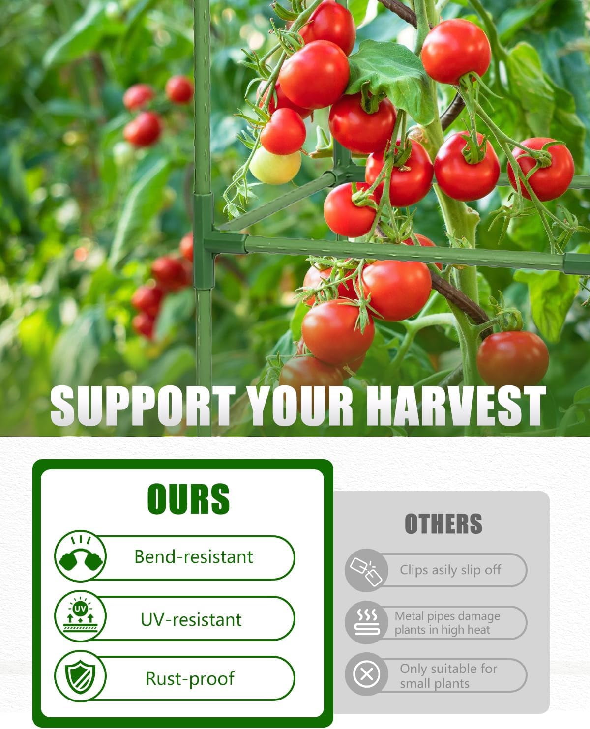 3 Pack Tomato Cage for Garden, 47 Inch Heavy-Duty Tomato Trellis, Height Adjustable Garden Trellis for Climbing Plants Vegetables Flowers Cucumber Peony