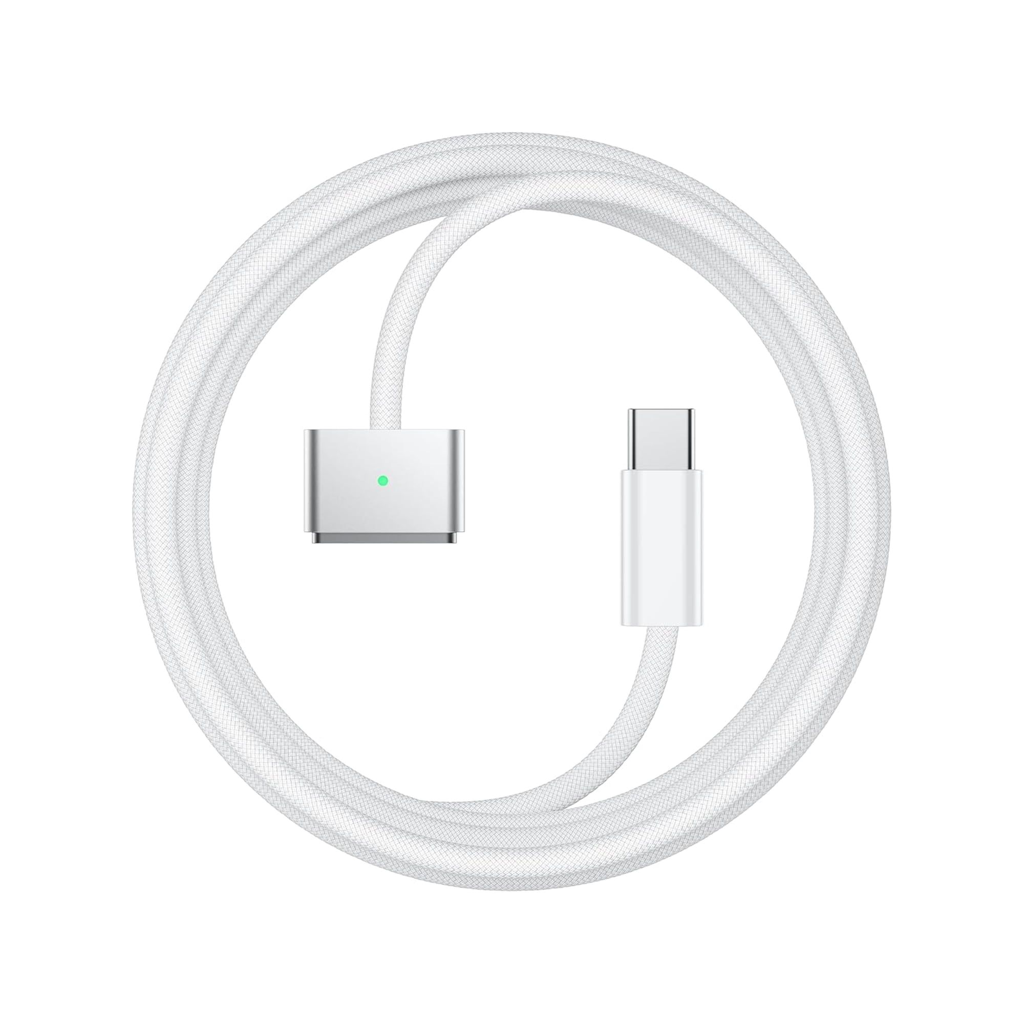140W Type-C to Magsafe3 Charging Cable, Compatible with Mac Models Pro/Air (2021-2025 M1/M2/M3/M4), Detachable Laptop Power Cord, Nylon Braided Fast Charge(White 6.6FT/2M)