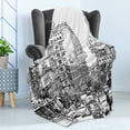 thumbnail image 4 of Sketchy Soft Flannel Fleece Throw Blanket, Illustration of Street with Signs in Chinatown Bangkok Historicalrt, Cozy Plush for Indoor and Outdoor Use, 50" x 70", Black White, by Ambesonne, 4 of 5