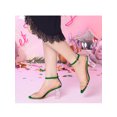 thumbnail image 6 of BLISSFUL STEP Women's Clear Block Heel Ankle Strap Heeled Sandals, 6 of 8