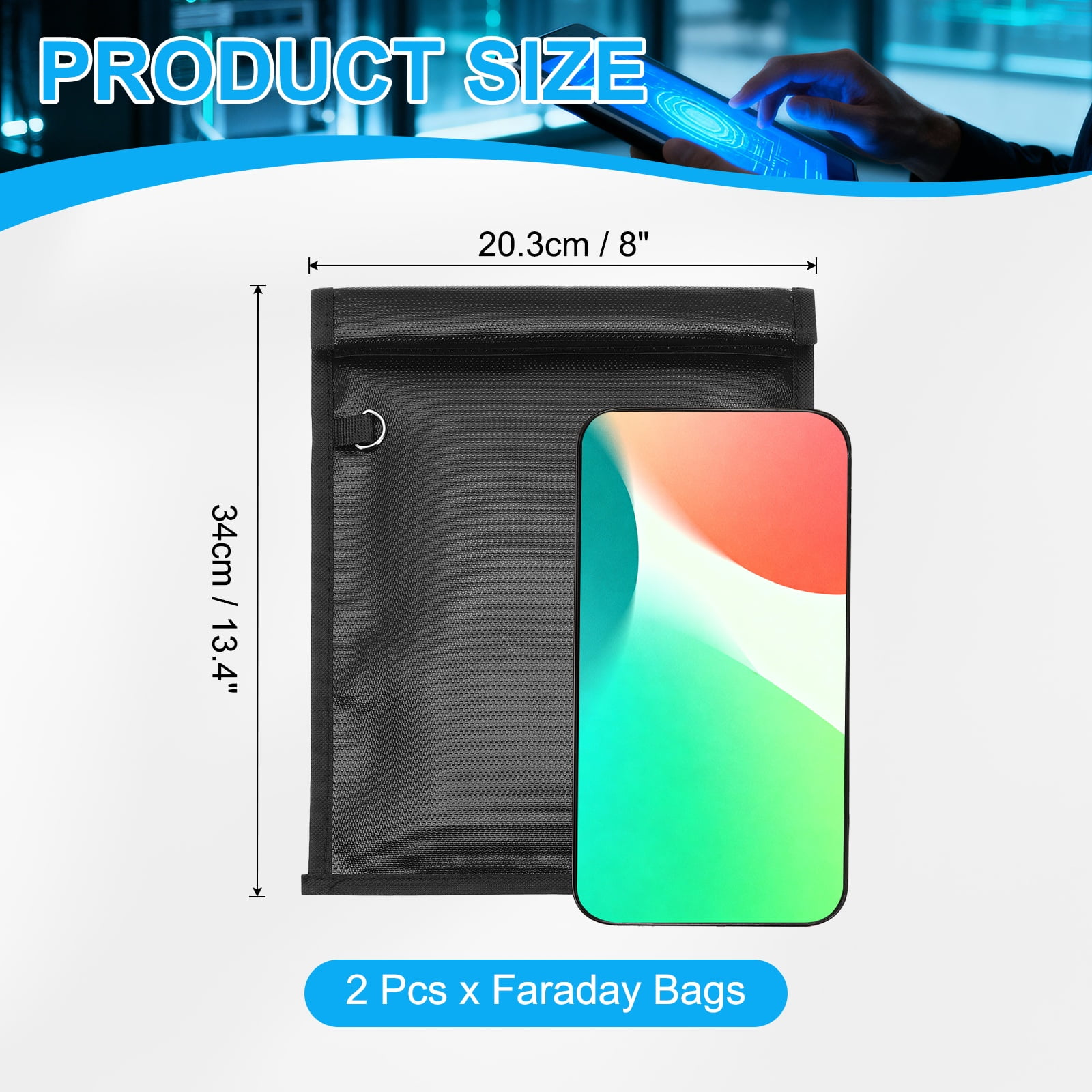 Uxcell 1 Pcs Faraday Bags, 10.4 x 4.8 Inch Phone Car Keys Fob Protector