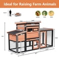thumbnail image 6 of Chicken Coop with Run Large Wooden Hen House with Openable Roof, Weatherproof Poultry Cage with Sliding Window,Orange with Black, 6 of 9