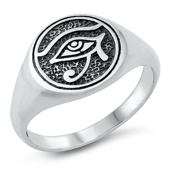 Sterling Silver Eye of Horus Stamp Ring Size 10