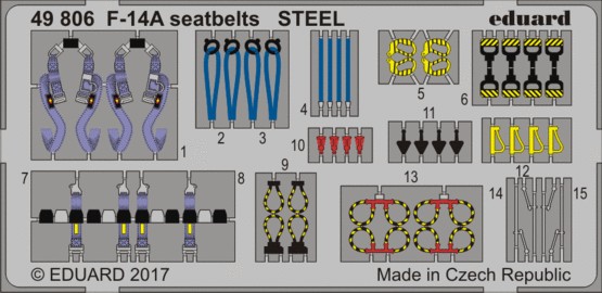 1//48 Aircraft Painted Seatbelts F14A Steel for TAM