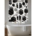 thumbnail image 5 of Black Grey Sheer Curtains 63 Inch Length 2 Panels Set, Geometric Gold White Hexagon Modern Voile Window Treatment Rod Pocket Curtains Sheers Drapes for Bedroom/Living Room/Kitchen 52x"63"x2, 5 of 7