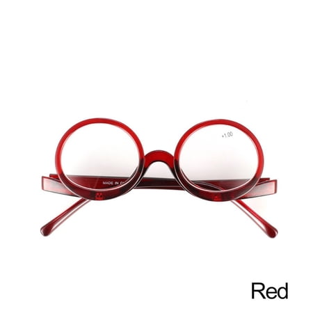 Elder Unisex Rotating Magnifying Magnification Eyeglasses Resin Frame Folding Clamshell Reading Glasses Makeup Eyewear Presbyopic Glasses RED 350