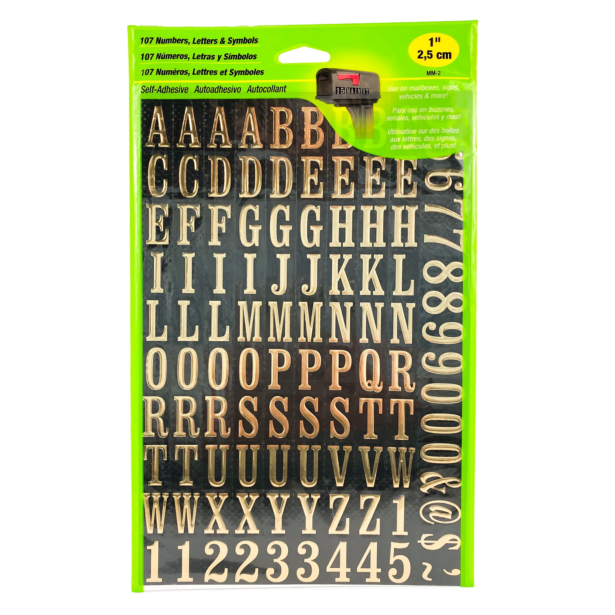 HyKo 1" Vinyl Gold and Black Selfadhesive Letter and Number Kit