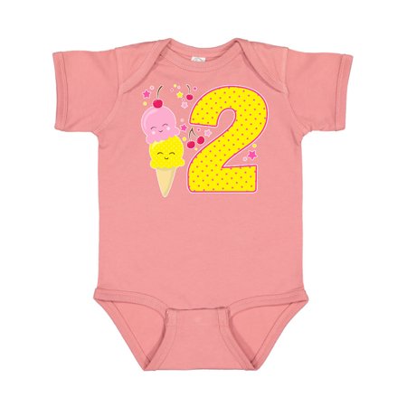 

Inktastic Ice Cream second birthday pink Gift Baby Boy or Baby Girl Bodysuit