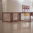 thumbnail image 3 of Pefilos 81" 3 Panel Wooden Folding Fence Freestanding Pet Gate, Stairs Step Over Divider for Dogs and Puppies, Brown, 3 of 13