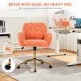 thumbnail image 5 of PAPROOS Vanity Chair with Back, Adjustable Swivel Makeup Desk Chair with Wheels and Arms, Fluffy Home Office Task Chair with Artificial Rabbit Hair for Bedroom, Dorm, Study Room, Orange, 5 of 9