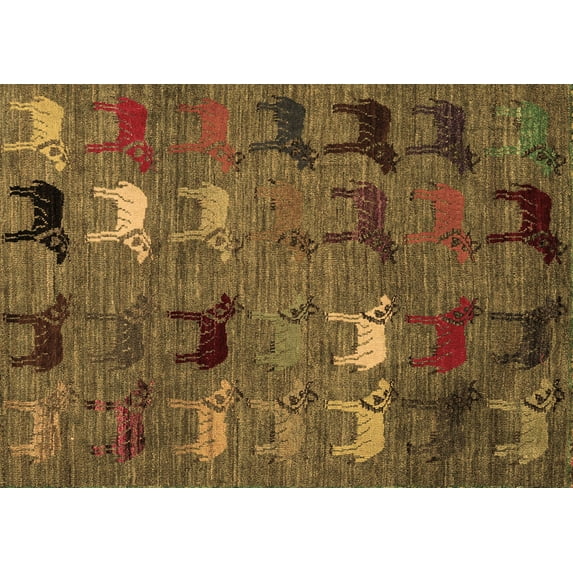 Ahgly Company Indoor Rectangle Abstract Brown Modern Area Rugs, 2' x 4'