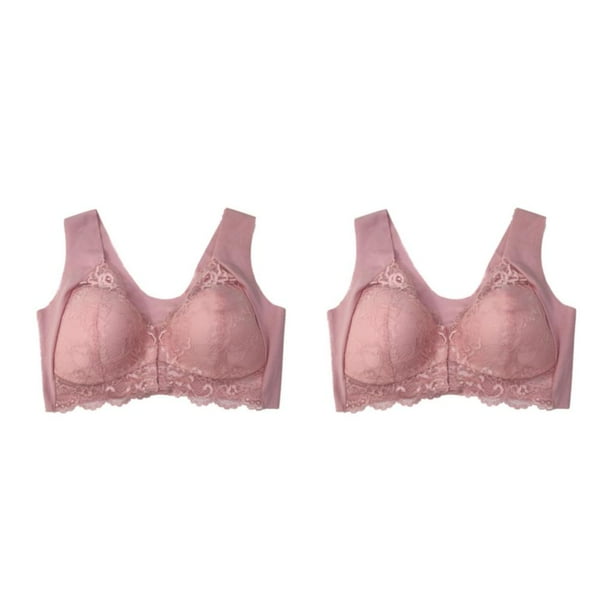 Sonducket Front Beauty Back Cómodo sujetador, 5D Push Up No Beauty Back Sports Cómodo sujetador, Womens Casual Comfort Lace bra. Rosa M Rosa METRO 2piezas