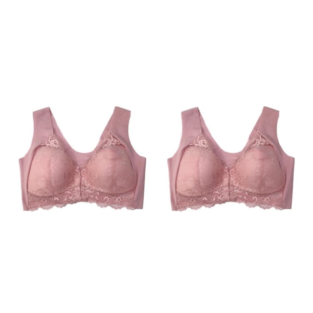 Sonducket Cierre frontal Beauty Back Cómodo moldeador Push Up Seamless Trace Back Sports Cómodo sujetador Comfort. Rosa Rosa 3XL 2piezas