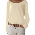thumbnail image 2 of Womens Summer Tops Cute Dressy Tops for Women Shirts Elegant Women Small Scrub Comfortable Shirts Casual plus Size V Neck Loose Casual Blouse Women's Tight Long Sleeve on Clearance Beige XL, 2 of 5