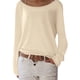 thumbnail image 2 of Top de manga larga de punto liso para mujer - Camiseta básica para combinar con otras prendas, ideal para la oficina o para llevar de forma informal, 2 of 5