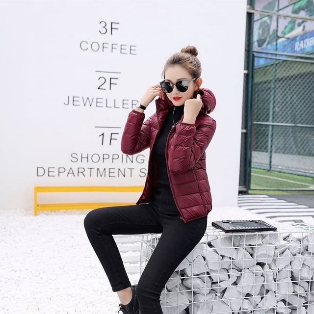 Chaqueta de plumón ligera para mujer, versión con capucha, chaqueta de plumón de pato blanca corta para mujer, chaqueta de plumón ligera para mujer