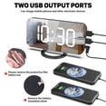 thumbnail image 3 of Digital Alarm Clock,LED and Mirror Desk Clock Large Display,with Dual USB Charger Ports,3 Levels Brightness,12/24H,Modern Electronic Clock for Bedroom Home Living Room Office - Gold, 3 of 7