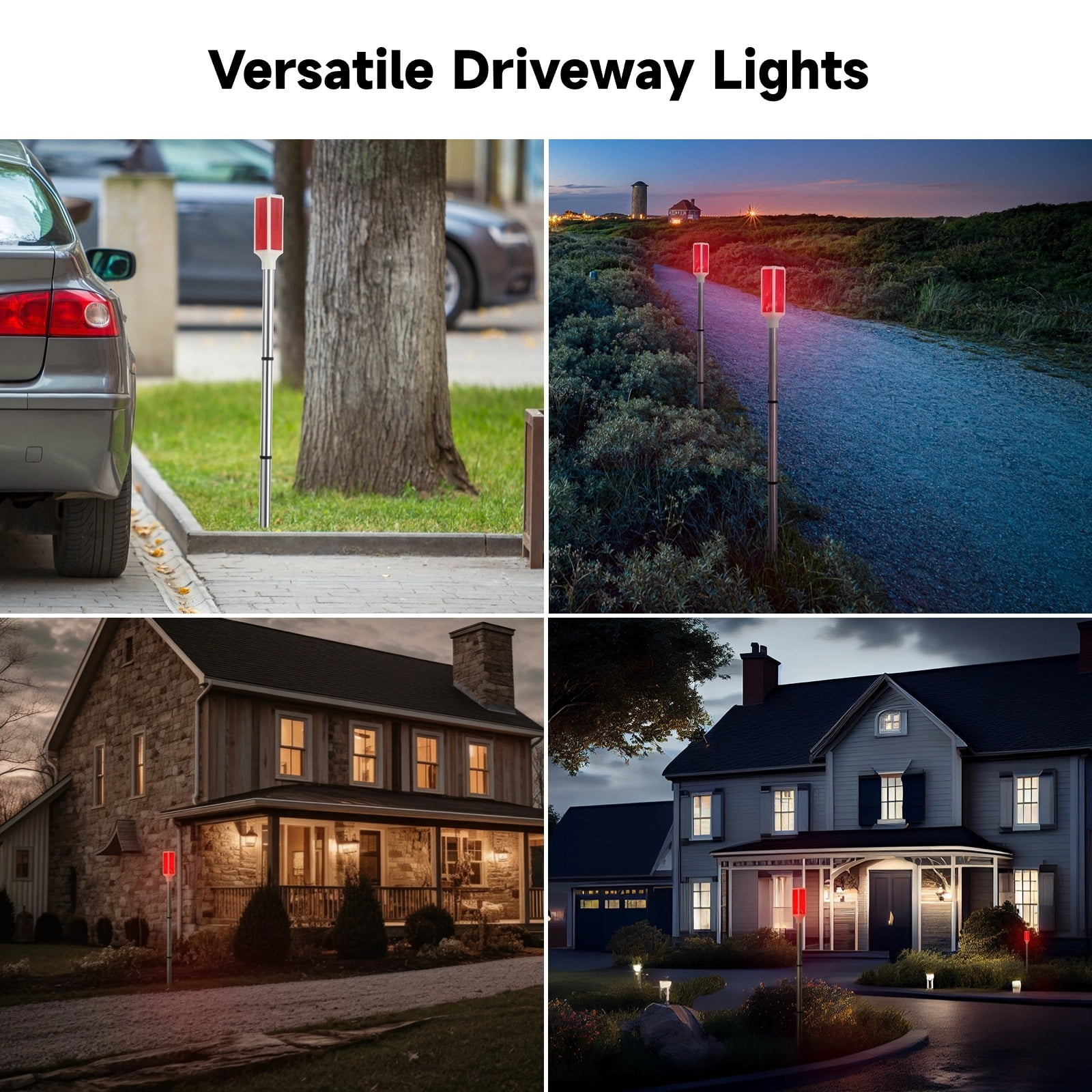 5 Pack Solar Driveway Marker Lights - Red LED Path & Roadside Warning Lights on Stakes, Outdoor Solar Powered for Easy Installation