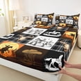 thumbnail image 3 of Manfei Retro Bull Skull Queen Sheet Sets,Rustic Western Cowboy Flat Sheet,Orange Sunset Natural Scenery Queen Fitted Sheet For Boy Kids,Luxury Bedroom Decor,4pcs, 3 of 7