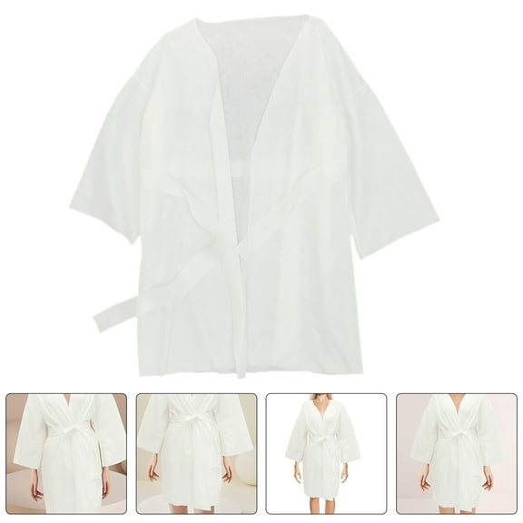 Beaupretty 3Pcs White Disposable Bathrobe Spa Salon Gown One Size Fits All