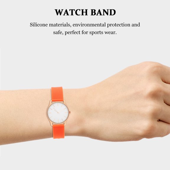 ETEREAUTY Orange Silicone Watch Band Comfortable Ergonomic Adjustable Wrist Strap for Smartwatch and Fitness Tracker