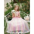 thumbnail image 4 of IBTOM CASTLE Flower Little Big Girls Maxi Dress Bridesmaid Wedding Pageant Party Princess Communion Floral Boho Vintage Lace Dance Gown 15-16 Years Rainbow Pink, 4 of 9