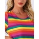 thumbnail image 5 of Camisón T-shirt de mujer INSPIRE CHIC, vestido de pijama, colorido, a rayas, de manga corta, camisón XS, rosa intenso, 5 of 6