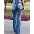 thumbnail image 6 of Women's Flare Butt Lifting Bootcut Stretchy Fall Winter Leg Jeans for Casual Blue S, 6 of 8