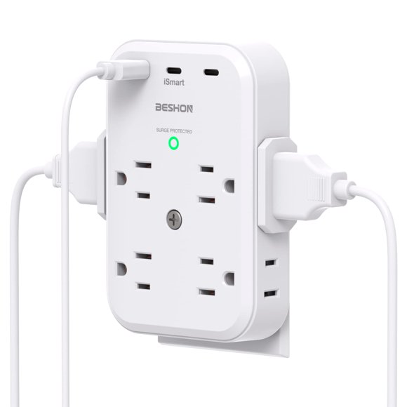 Protector contra sobretensiones BESHON con 8 salidas 3 USB (2 USB C) 900J