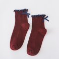 thumbnail image 2 of AWZXDE Women's Japanese Style Bow Knot Ruffle Trim Short Socks Cute Cotton Short Socks For Women, 2 of 3