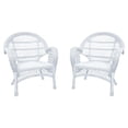 thumbnail image 3 of Jeco Chaise en Osier Blanche avec Coussin Bleu (Ensemble de 4), 3 of 3