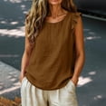 thumbnail image 6 of Siminsem Women's Crew Neck Tank Top 2026 Summer Casual Sleeveless Solid Basic Tee Vest Tops Loose Fit Lightweight Daily Vacation Going Out Shirts, Brown, S, 6 of 6