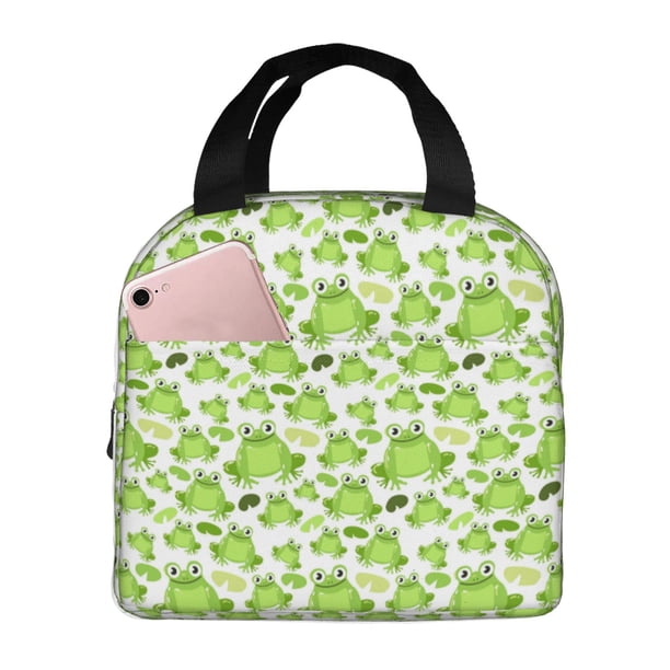Easygdp Cute Frogs Bolsa Térmica Premium - Tela Oxford Impermeable, Gran Capacidad, Bolsillo Frontal, Unisex para Trabajo, Escuela, Actividades al Aire Libre y Picnics