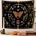 thumbnail image 6 of Orange Butterfly Moon Flower Tapestry Wall Hanging,Boho Floral Plant Tapestries for Bedroom Living Room Dorm Decor,60"Wx50"L, 6 of 6