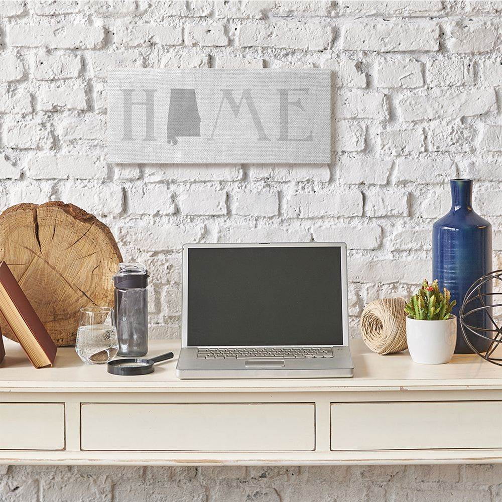 Stupell Industries Alabama Home State Map Grey Neutral Textured Word Design Canvas Wall Art by Daphne Polselli