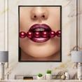 thumbnail image 2 of Designart 'Girl With Red Pearls In Mouth In A Sensual Pose' Modern Framed Canvas Wall Art Print, 2 of 5