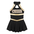 thumbnail image 2 of YONGHS Kids Girls Cheerleading Uniform Outfits Sleeveless Letters Printed Fancy Dress Black 16, 2 of 7