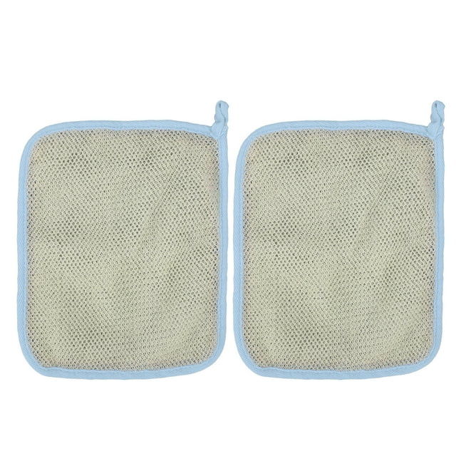 2 Pcs Nylon Bath Cloth Fine Mesh Multifunctional Dual Sided Exfoliating Deep Cleaning Bath Cloth Face Towel Blue