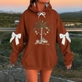 thumbnail image 1 of HongQid Women's Hoodies Oversized Long Sleeve Hooded Sweatshirts Christmas Graphic Drop Shoulder Bow Trim Print Pullover Tops, 1 of 4