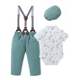 thumbnail image 3 of CARETOO Boy Clothes Newborn Formal Outfit Shirt Bowtie Suspender Pants Hat Cotton Fabric 4pcs Set, 3 of 19