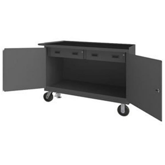 Durham 3414-RM-FL-95 38 in. 14 Gauge Mobile Bench Cabinets, Gray