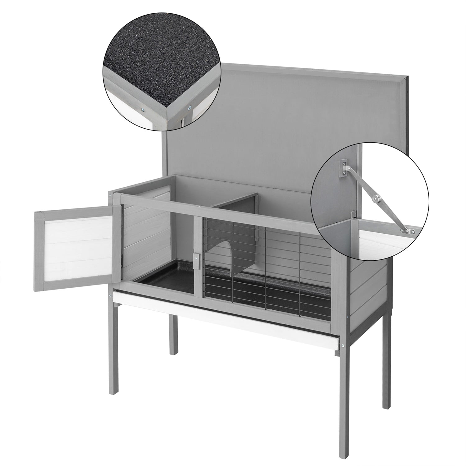 Pefilos 36" Small Rabbit Hutches for Indoor Wooden Pet House Bunny, Guinea Pig House Rabbit Cage, Gray Pefilos 36" Small Rabbit Hutches for Indoor Wooden Pet House Bunny, Guinea Pig House Rabbit Cage, Gray