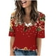 thumbnail image 1 of Camisetas de Manga Corta con Cuello en V Impresas, Camisetas Ligeras Y Elegantes con Cuello en V de las Mujeres, 1 of 5