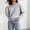 *Gray, variant on ClodeEU Women's Crew Neck Long Sleeve Bow Knit Sweater,Casual Loose Solid Color Pullover Tops ,Women's Plus L