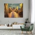 thumbnail image 2 of ONETECH  Landscape Tapestry, Charles Bridge Old Town Prague Czech Republic with Classic Medieval Buildings,Wall Hanging Decor for Bedroom Living Room Dorm,  Yellow Brown, 2 of 7