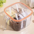 thumbnail image 1 of Caja de condimentos, 4 compartimentos, transparente, con tapa, para cocina, sal, pimienta, azúcar, naranja, 1 of 2
